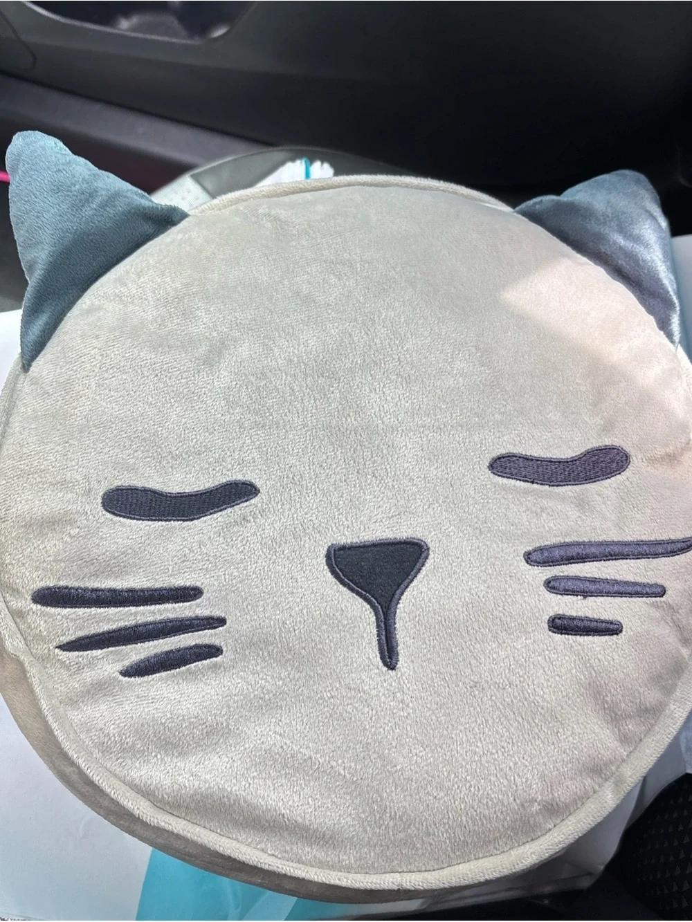 IKEA Gray and Black Cat Face Pillow cushion for bed or sofa new discontinued - Picture 3 of 16